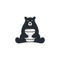 bear drink vector logo design