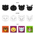 Bear, duck, mouse, deer. Animal muzzle set collection icons in black,flat,outline style vector symbol stock illustration Royalty Free Stock Photo