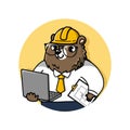 Cute bear engineer mascot cartoon.