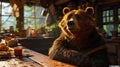 Bear Enjoys Quiet Moments Amidst Nature\'s Blossoming Beauty, generative AI