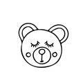 Bear with eyes closed in doodle style. cute beast hand drawn in scandinavian simple monochrome. element for the design of children