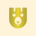 Bear face and castle tower gold simple logo design