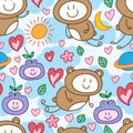 Bear face cute seamless pattern Royalty Free Stock Photo