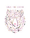 Bear face made from tree, save the earth concept, Sketch for your design