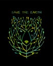 Bear face made from tree, save the earth concept, Sketch for your design