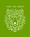 Bear face made from tree, save the earth concept, Sketch for your design