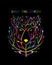 Bear face made from tree, save the earth concept, Sketch for your design