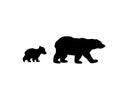 Bear family black silhouette animals.