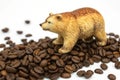 Bear Figurine with Coffee Beans Ã¢â¬\' Rustic Decor Royalty Free Stock Photo
