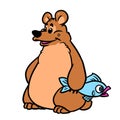 Bear fish contented character illustration cartoon