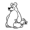 Bear fish contented character illustration cartoon coloring