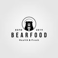 Bear food plate logo vintage retro vector icon illustration