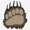Bear footprint, grizzly paw print. vector