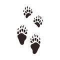 Bear Footprints, Animal Paw Silhouette Flat Vector Illustration