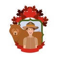 Bear forest animal and ranger of canada design Royalty Free Stock Photo