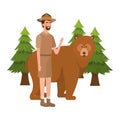 Bear forest animal and ranger of canada design Royalty Free Stock Photo