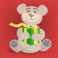 Bear with a gift for the new year vector illustration