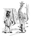 Bear, Giraffe & Monkey, vintage illustration