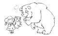 Bear girl and teddy bear Royalty Free Stock Photo