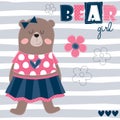 Bear girl vector illustration