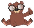 Bear in glasses show a gesture Royalty Free Stock Photo