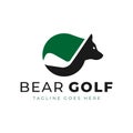 bear golf negative space logo Royalty Free Stock Photo