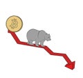 Bear on the graph. bearish trend. crypto-instruments. vector illustration.