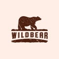 Bear, Grizzly Bear, Brown Bear Vintage Line Art Logo Vector Illustration Design. Hand Drawn Grizzly Bear Logo Badge Template