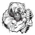 Bear Gym Dumbell black angry vector Royalty Free Stock Photo