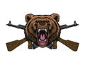 bear head and ak47 vector illustration