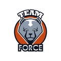 Bear head animal emblem icon with team force lettering