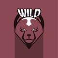 Bear head animal emblem icon and wild word