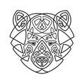 Bear head Celtic style, T-shirt typography design, wild animal graphic print. Vector illustration