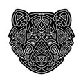 Bear head Celtic style, T-shirt typography design, wild animal graphic print. Vector illustration