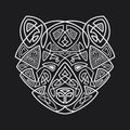 Bear head Celtic style, T-shirt typography design, wild animal graphic print. Vector illustration