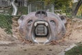 Bear head at the children playground of Grafenau in the Bavarian Forest