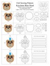 Bear head flat felt paper cut sew template CM