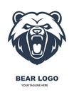 Bear logo line icons. Wild animal brand label. Grizzly vector illustration. Royalty Free Stock Photo