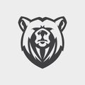 Bear head mascot vector for emblem design with color grey