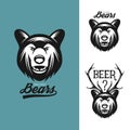 Bear head monochrome vintage illustration