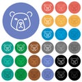 Bear head outline round flat multi colored icons Royalty Free Stock Photo