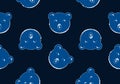 Bear head seamless pattern background, blue tone image Royalty Free Stock Photo