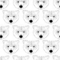 Bear head seamless vector pattern black and white. Bear face monochrome background. Minimalistic Scandinavian style Royalty Free Stock Photo