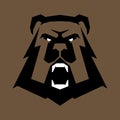 Angry bear head and letter W sports logo