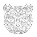 Bear head on a white background. Print. Zen doodles. Vector illustration