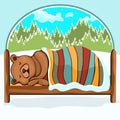 Bear in hibernation hand drawing, cartoon character, vector illustration, caricature. Colorful painted comical cute funny teddy Royalty Free Stock Photo