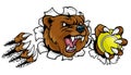 Bear Holding Tennis Ball Breaking Background Royalty Free Stock Photo