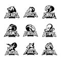 Bear, horse, snake, ram, fox, piranha, dinosaur, octopus head isolated vector logo concept. Royalty Free Stock Photo