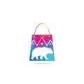 Bear house shopping bag concept logo hipster