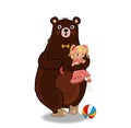 Bear Hug and Holding in Paws Little Baby Girl Royalty Free Stock Photo